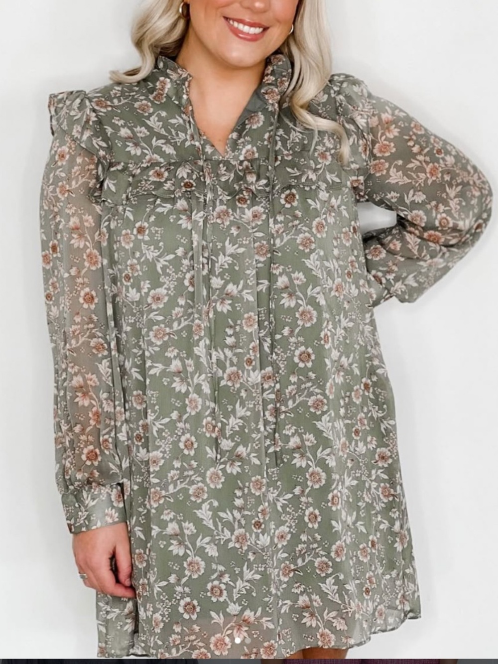 DAY + MOON - FLORAL GREEN DRESS - SIZE L - WORN ONCE